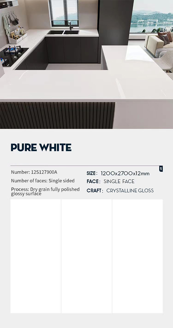Pure White Sintered Stone Slabs Polished Pure White Sintered Stone Slabs Polished