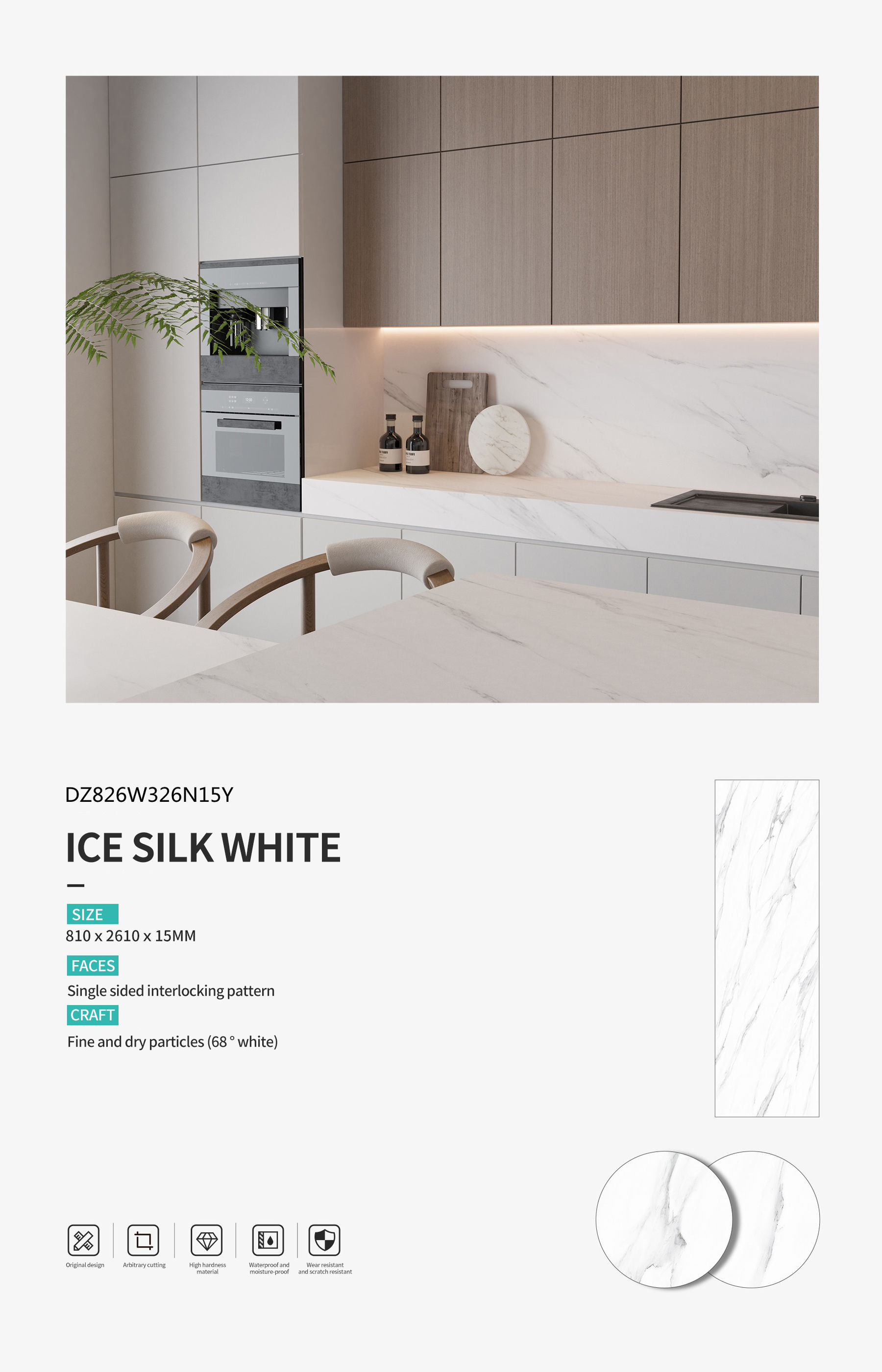 Ice Silk White MT3601SM Sintered Stone Countertops Matt Ice Silk White MT3601SM Sintered Stone Countertops Matt
