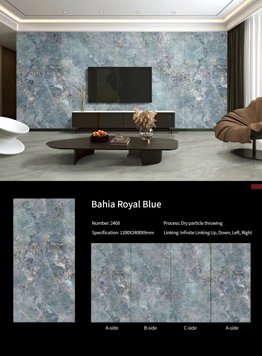 Bahia Royal Blue Sintered Stone Slabs Polished (1)
