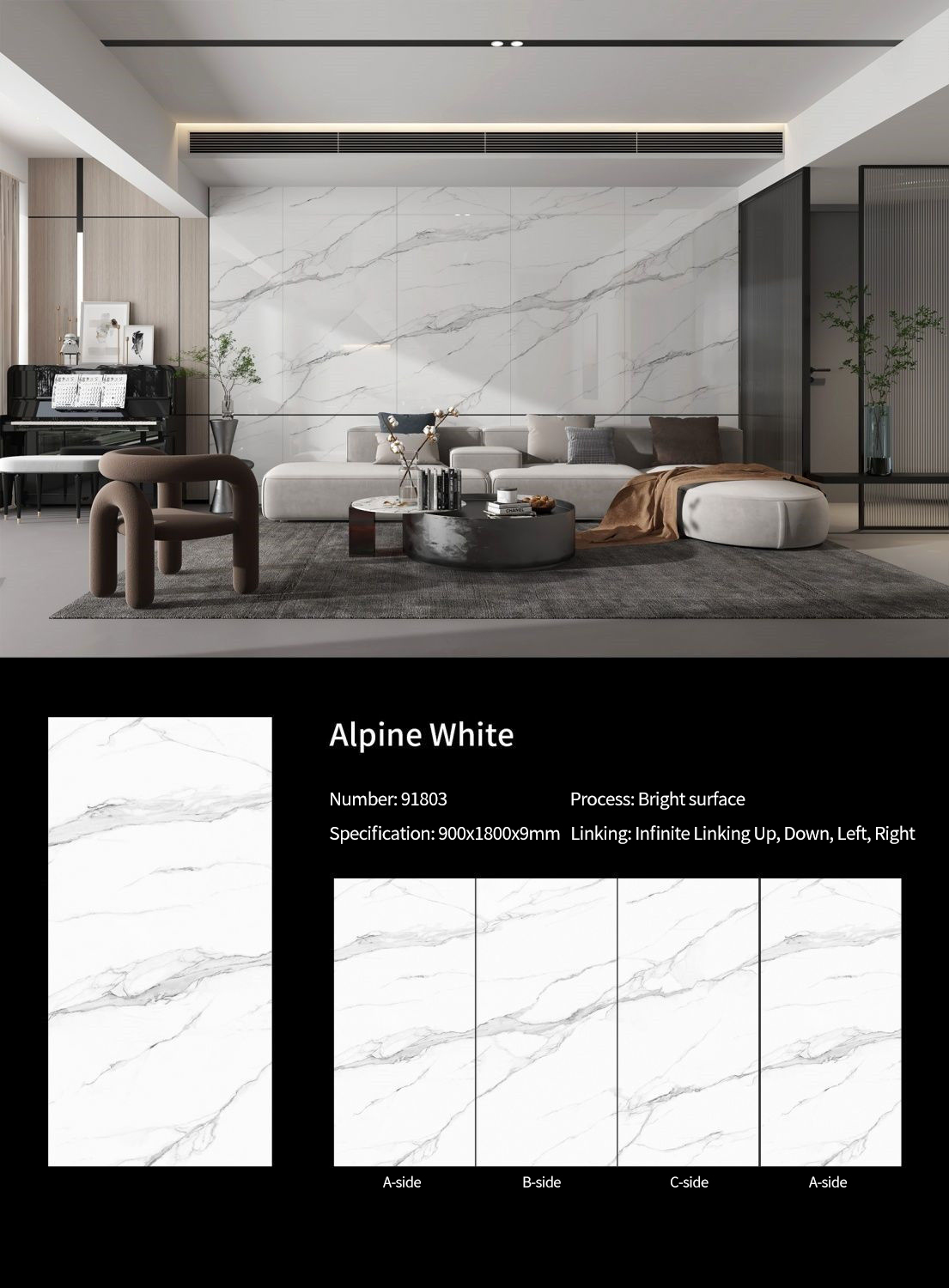 Alpine White MT3712SP Sintered Stone Slabs Polished Alpine White MT3712SP Sintered Stone Slabs Polished