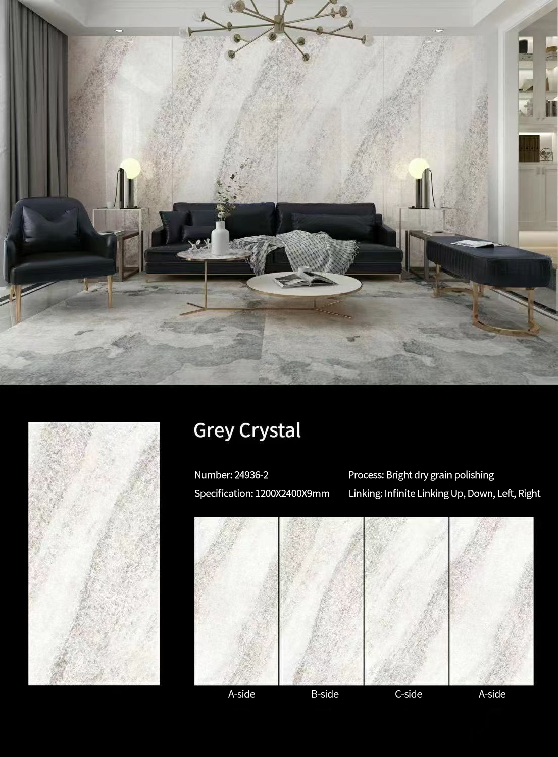 Grey Crystal Sintered Stone Slabs Polished (1)