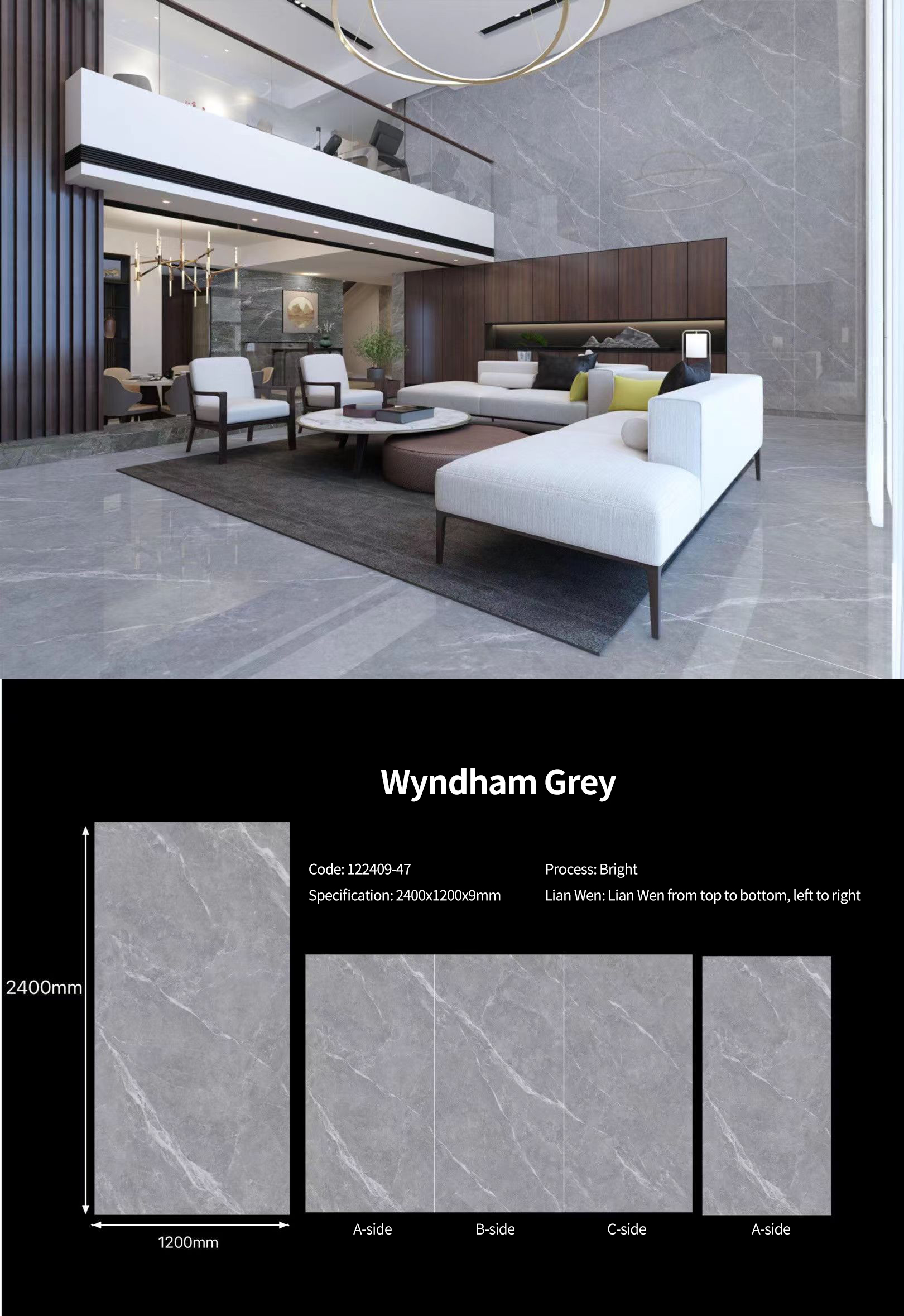Wyndham Grey Sintered Stone Slabs Polished offer a perfect fusion of contemporary style and timeless elegance. These meticulously crafted slabs boast a sophisticated grey hue that exudes sophistic (1)