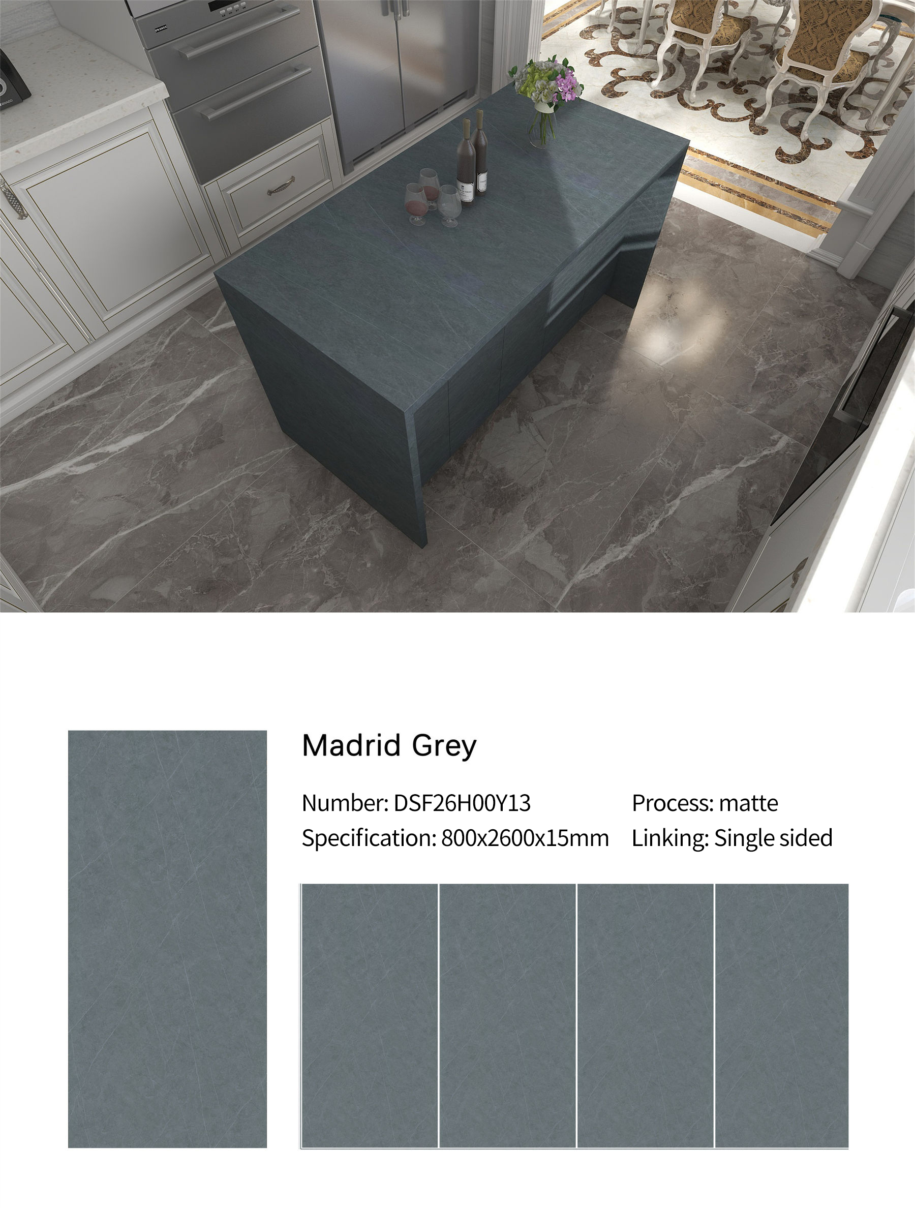 Madrid Grey MT3235SM Sintered Stone Countertops Matt Madrid Grey MT3235SM Sintered Stone Countertops Matt