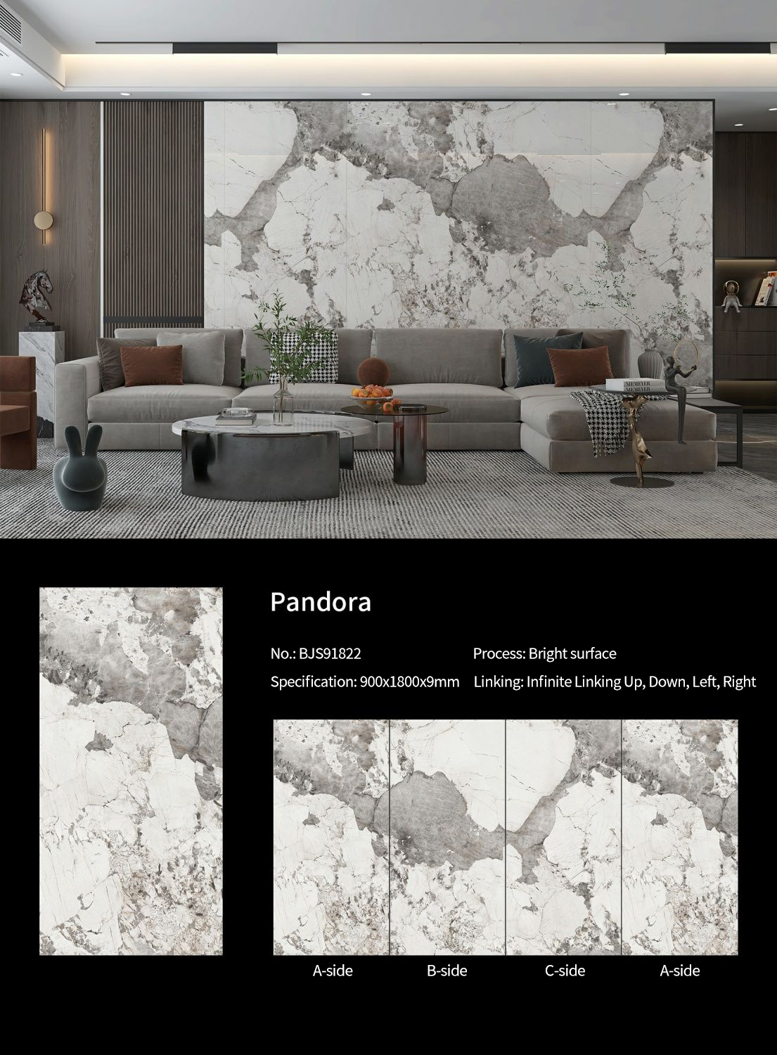 Pandora MT3710SP Sintered Stone Slabs Polished Pandora MT3710SP Sintered Stone Slabs Polished