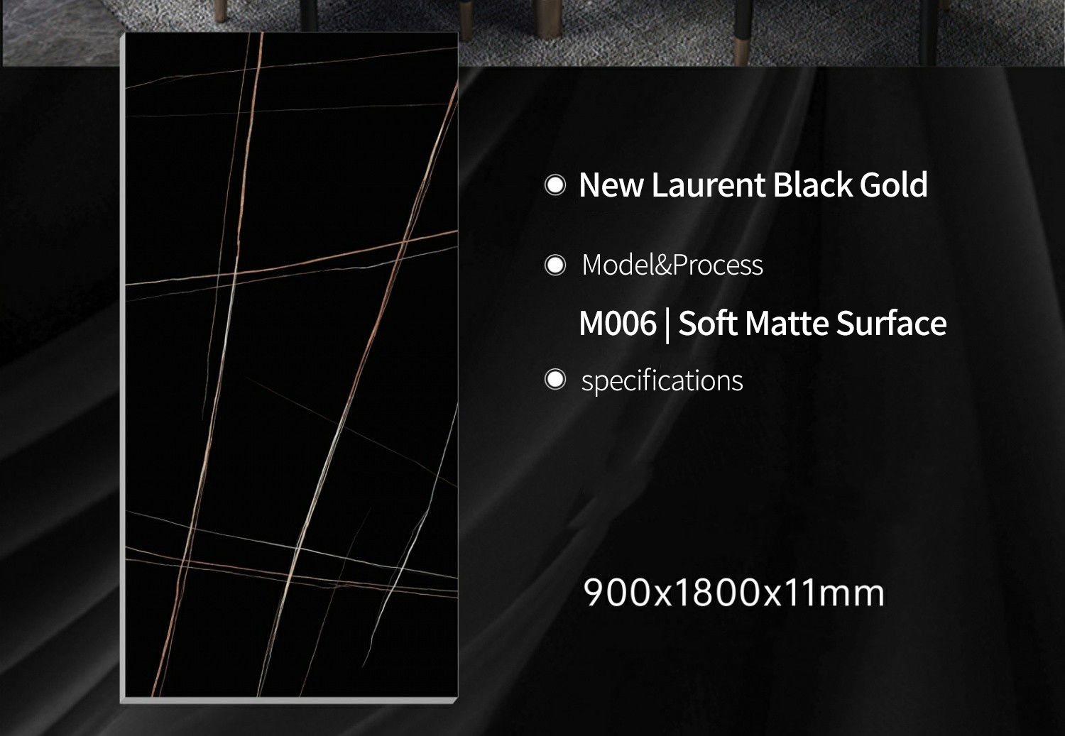 New Laurent Black Gold MT1906SM Sintered Stone Countertops Matt (2) New Laurent Black Gold MT1906SM Sintered Stone Countertops Matt (2)