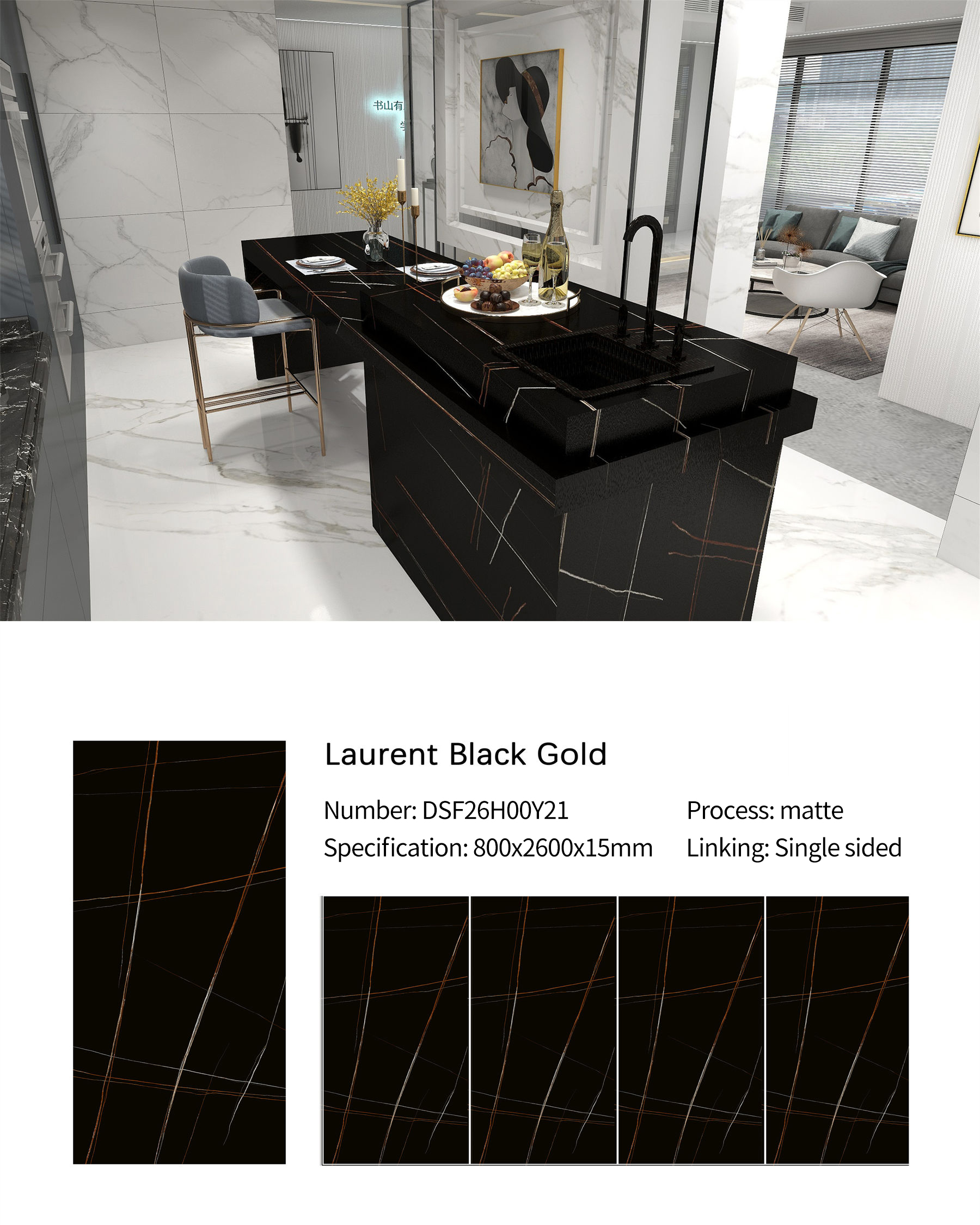Lauren Black Gold MT3234SM Sintered Stone Countertops Matt Lauren Black Gold MT3234SM Sintered Stone Countertops Matt