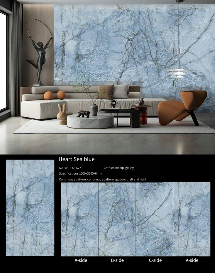Heart Sea Blue MT407SP Sintered Stone Slabs Polished Heart Sea Blue MT407SP Sintered Stone Slabs Polished