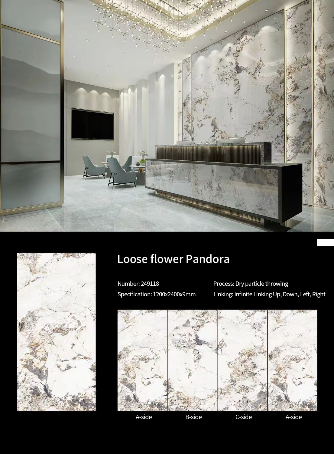 Loose flower Pandora Sintered Stone Slabs Polished (2)