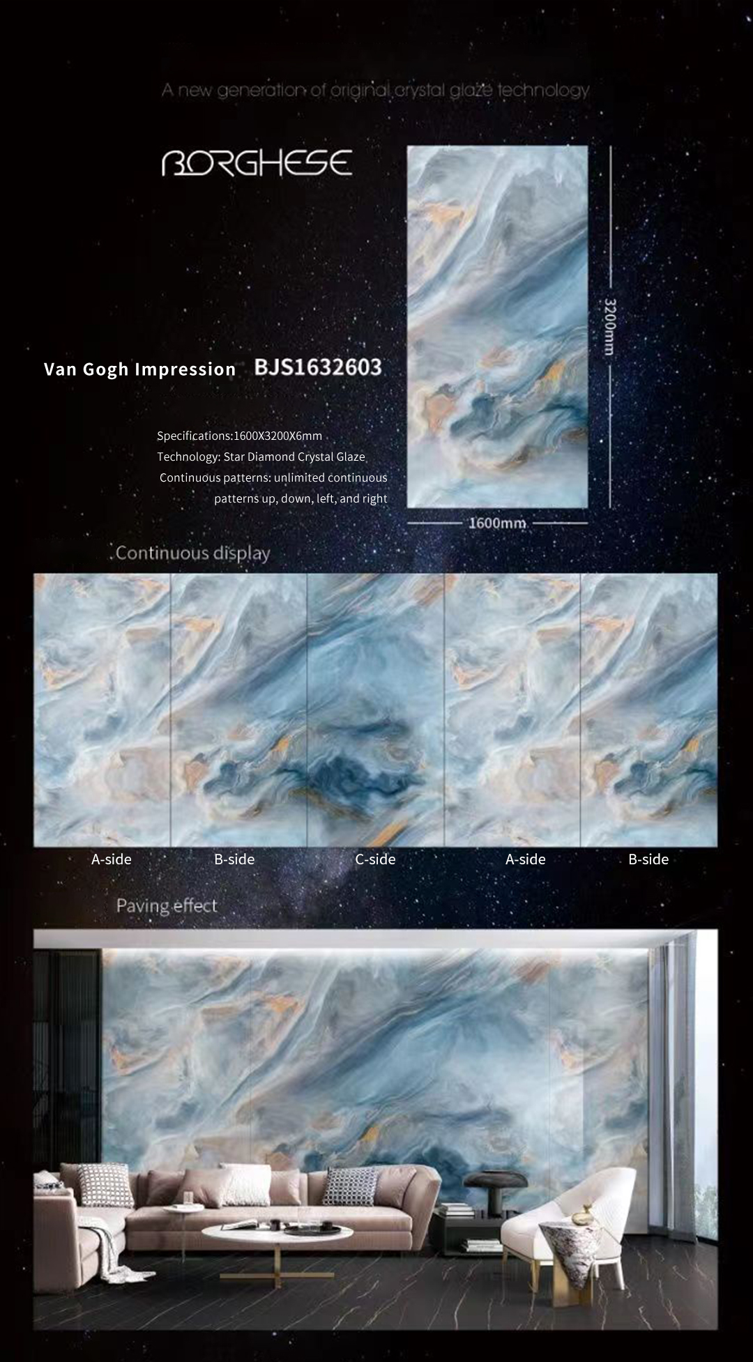Impression Of Van Gogh MT401SP Sintered Stone Slabs Polished Impression Of Van Gogh MT401SP Sintered Stone Slabs Polished